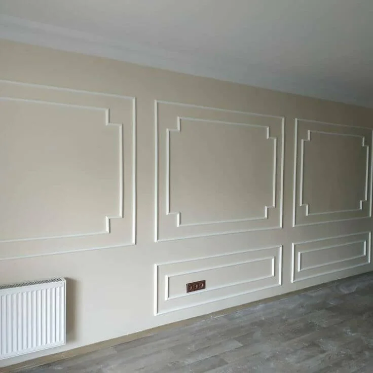 Elegant wall moulding design in white finish