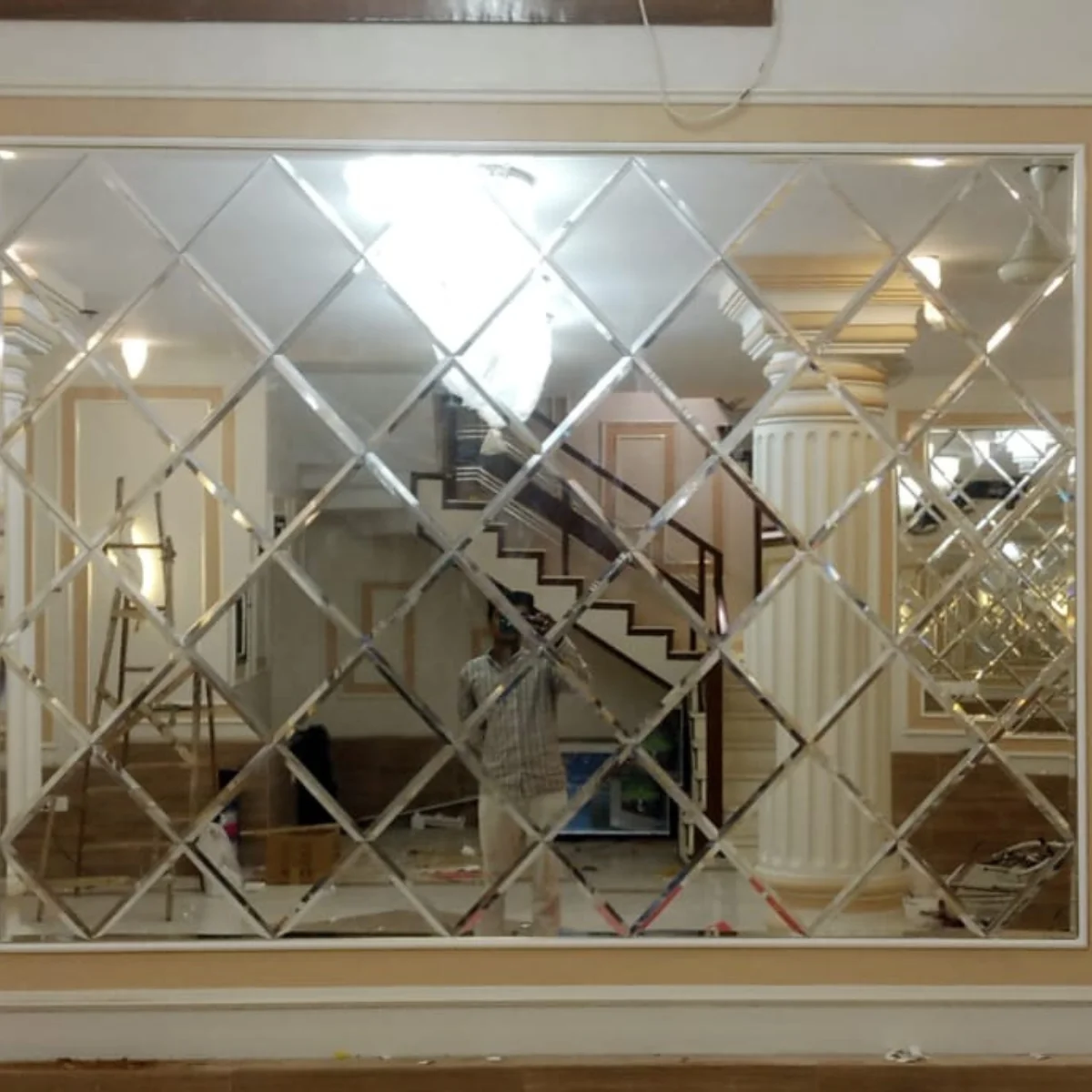 Identity Interior beveled mirror wall installation